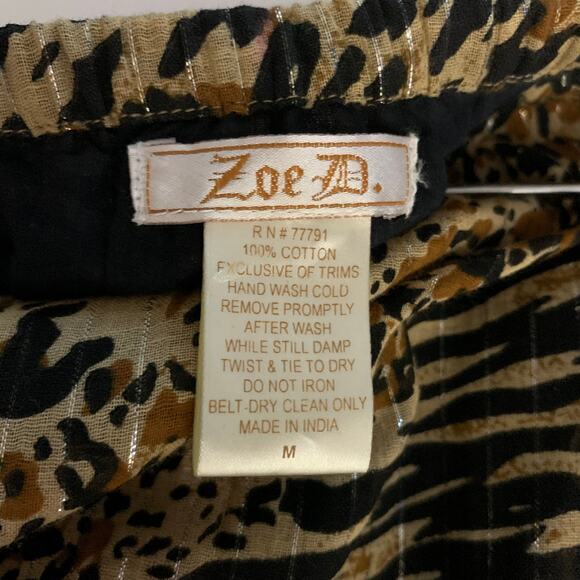 ZOE D. Skirt Maxi Leopard Lace Tiered Elastic Waist Metallic Thread Prairie - Picture 12 of 14